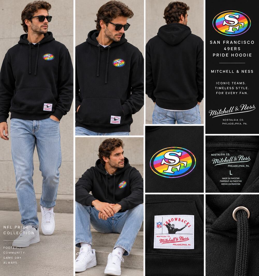 Mitchell & Ness San Francisco 49ers Pride Hoodie Black Size L NWT